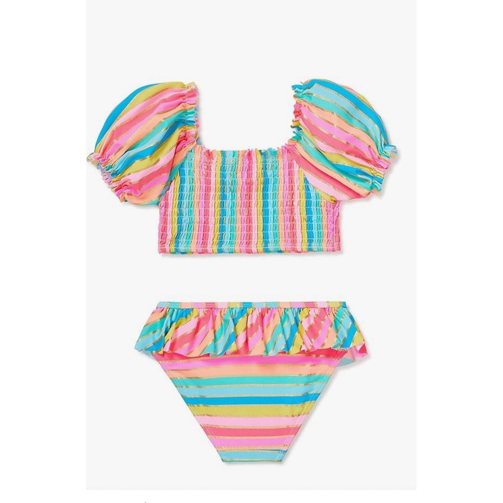 Flapdoodles Girls Two-Piece UPF 50+ Sun Protection Full Coverage Swimsuits Sz 4